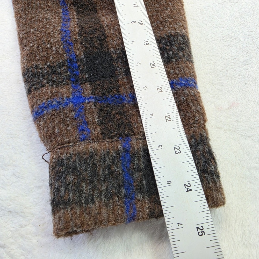 Forever 21 Men Brown Blue Plaid Shirt Jacket Shacket Oversized Large - Picture 8 of 10